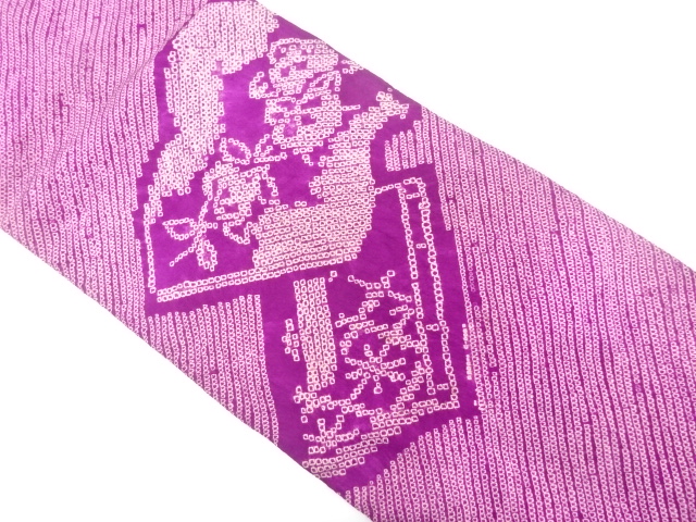 JAPANESE KIMONO / ANTIQUE NAGOYA OBI / SILK / ALL SHIBORI / FLOWER